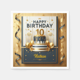 Servilleta De Papel Elegante fiesta de cumpleaños 10 de la Marina Azul