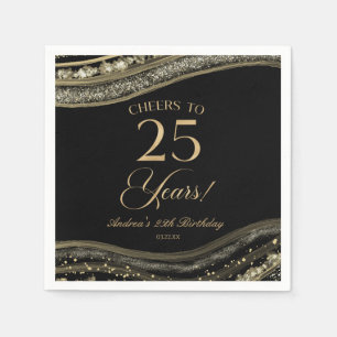 Servilleta De Papel Elegante Fiesta de Cumpleaños 25 Años con Ágata Ne