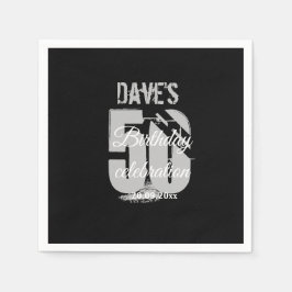 Servilleta De Papel Elegante fiesta de cumpleaños de negros y blancos