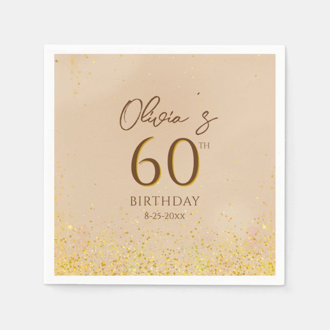 Servilleta De Papel Elegante fiesta de cumpleaños de oro (Anverso)