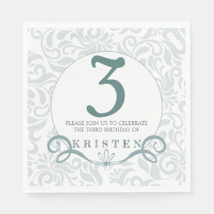 Servilleta De Papel Elegante fiesta de cumpleaños floral turquesa