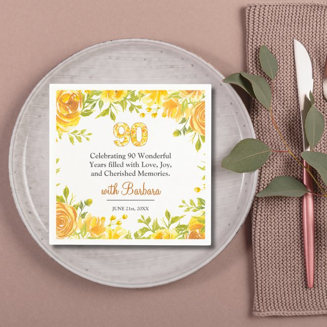 Servilleta De Papel Elegante fiesta de cumpleaños número 90 - Decoraci (Subido por el creador)