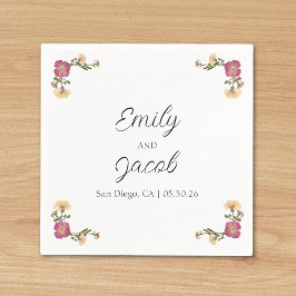 Servilleta De Papel Elegante Fiesta de Flores Silvestres Boda simple