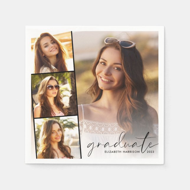Servilleta De Papel Elegante fiesta de graduación de Collage de fotos (Anverso)