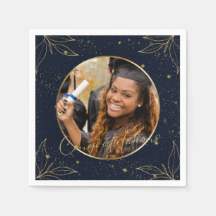 Servilleta De Papel Elegante Fiesta de Graduación Navy Gold