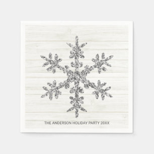 Servilleta De Papel Elegante fiesta de Navidad con copos de nieve