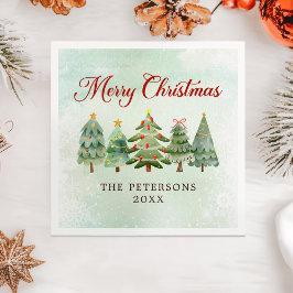 Servilleta De Papel Elegante fiesta de Navidad en Árbol de acuarela