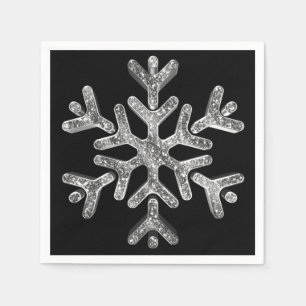 Servilleta De Papel Elegante Fiesta de Navidades de copos de nieve neg