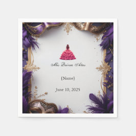 Servilleta De Papel Elegante Fiesta de Quinceañera Purple y Gold