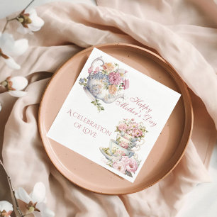 Servilleta De Papel Elegante Fiesta de Té Floral Feliz Día de la Madre