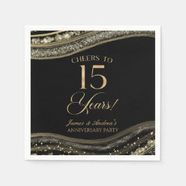Servilleta De Papel Elegante Fiesta del 15º aniversario de la Black Go