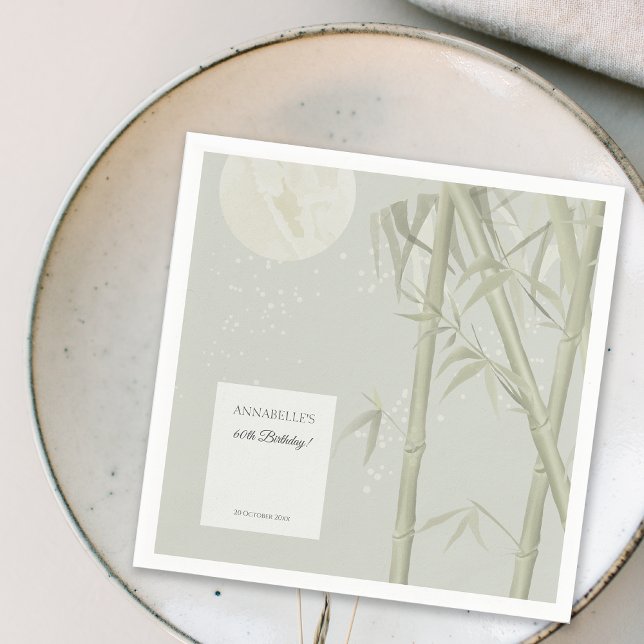 Servilleta De Papel Elegante fiesta oriental de cumpleaños de Bambú (Elegant Oriental Bamboo Birthday Party Napkins)