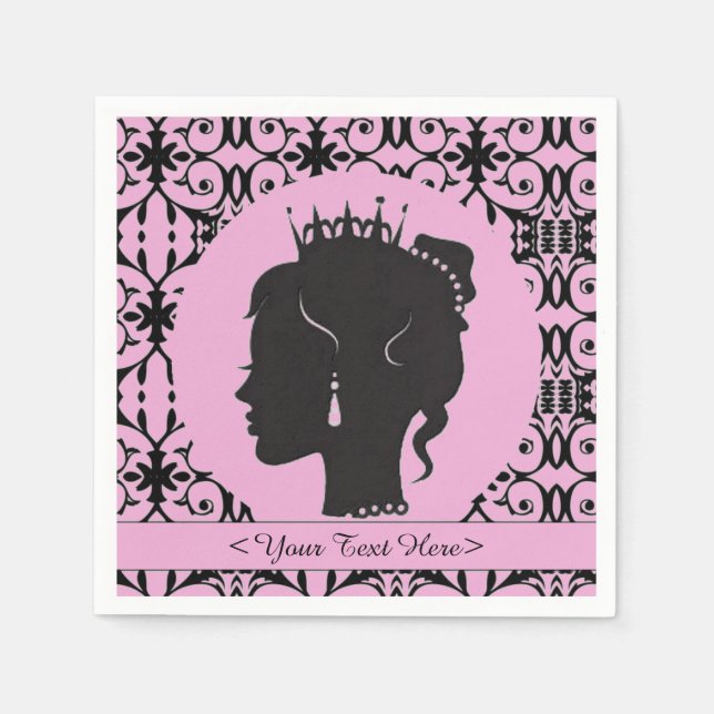 Servilleta De Papel Elegante Fiesta Princesa Personalizada Rosa (Anverso)