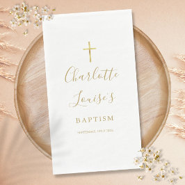 Servilleta De Papel Elegante firma en guión de oro Bautizo