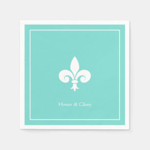 Servilleta De Papel Elegante Fleur-de-lis o flor de lirio sobre azul t