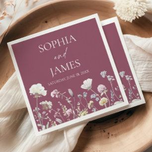Servilleta De Papel Elegante Flor de Flor Silvestre Boda