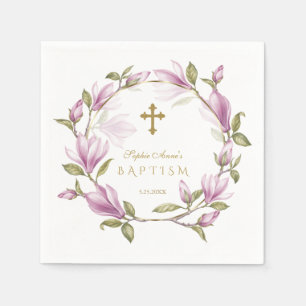Servilleta De Papel Elegante flor de Magnolia Rosa flor Bautismo de Or