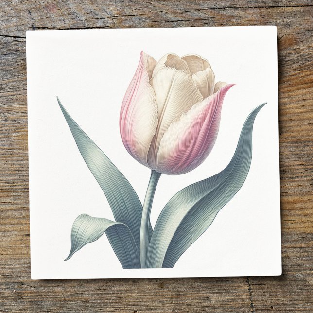 Servilleta De Papel Elegante Flor de Tulipán Rosa Único (Subido por el creador)
