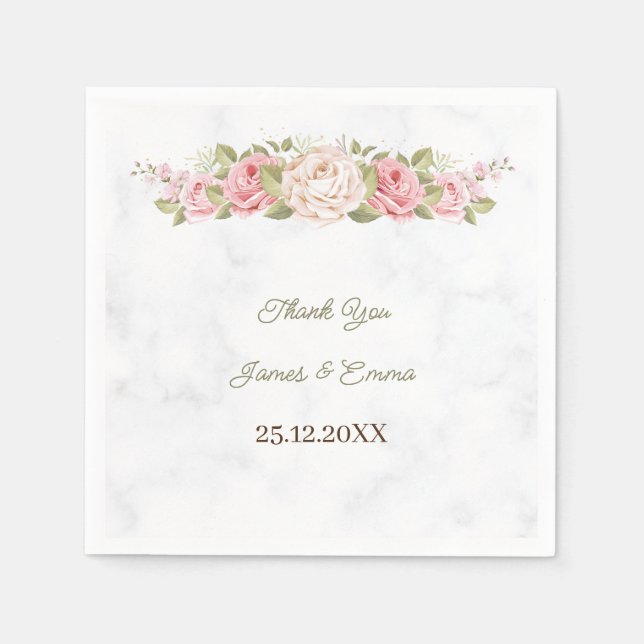 Servilleta De Papel Elegante flor Rosa personalizada (Anverso)