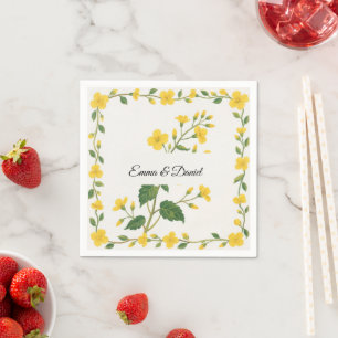 Servilleta De Papel Elegante flor verde amarillo de flores silvestres