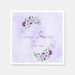 Servilleta De Papel Elegante Floral Acuarela Púrpura