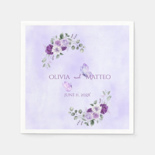Servilleta De Papel Elegante Floral Acuarela Púrpura