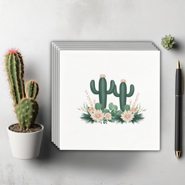 Servilleta De Papel Elegante Floral Boho Modern Cactus Baby Shower (Subido por el creador)