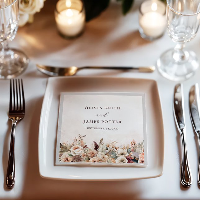 Servilleta De Papel Elegante floral Boho Wedding Party Napkins (Subido por el creador)