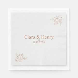 Servilleta De Papel Elegante Floral Botánico de Boda Personalizable