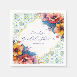 Servilleta De Papel Elegante Floral de Boda Mediterránea