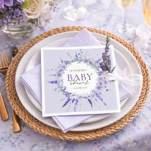 Servilleta De Papel Elegante Floral de Lavanda para Baby Shower Acuare