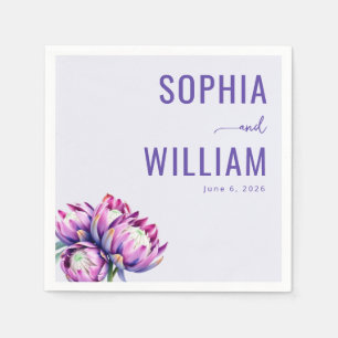 Servilleta De Papel Elegante Floral de Lavanda Protea