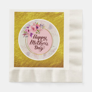 Servilleta De Papel Elegante floral "Feliz Día de la Madre" con rosa r