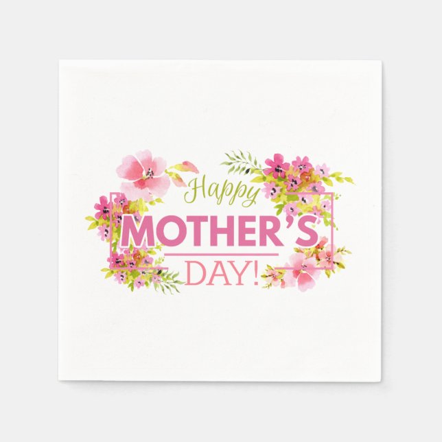 Servilleta De Papel Elegante Floral feliz Día de la Madre | Napkin (Anverso)