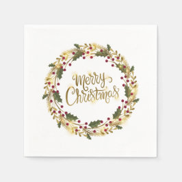 Servilleta De Papel Elegante Floral Feliz Navidad | Napkin