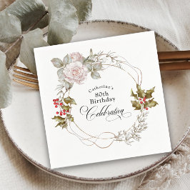 Servilleta De Papel Elegante floral femenina 80 de diciembre cumpleaño
