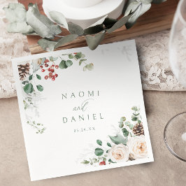 Servilleta De Papel Elegante Floral Festivo Vacacional Boda de Inviern