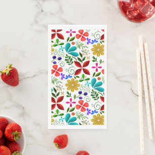 Servilleta De Papel Elegante Floral Folclórico Latinoamericano