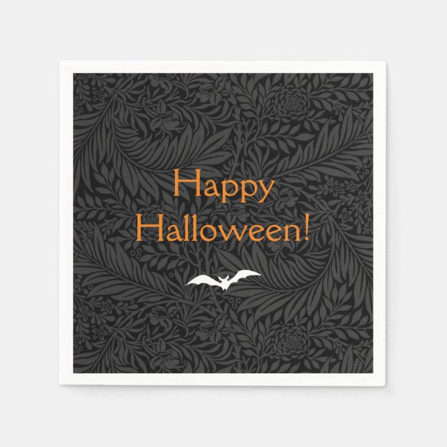 Servilleta De Papel Elegante floral negra de Halloween (Anverso)
