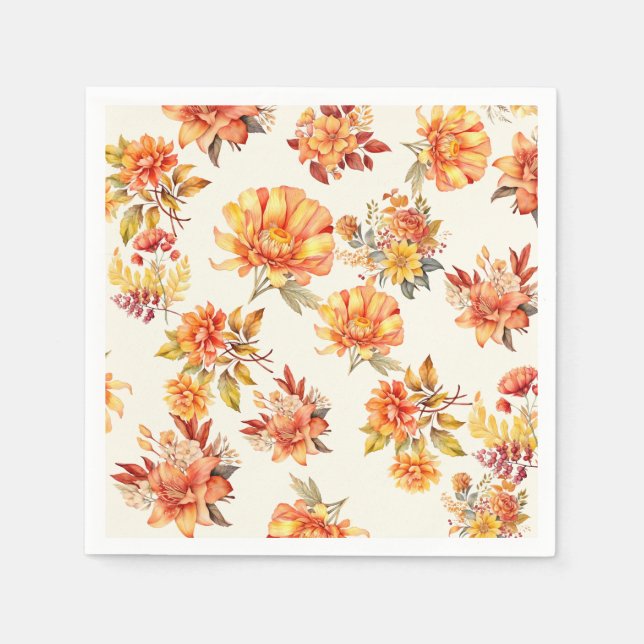 Servilleta De Papel Elegante floral otoñal (Anverso)