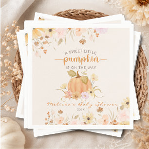 Servilleta De Papel Elegante Floral Otoñal Pequeña Calabaza en Camino 