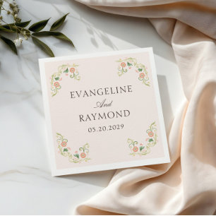 Servilleta De Papel Elegante Floral Rococó Boda en Acuarela