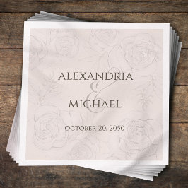 Servilleta De Papel Elegante Floral Rubor caligrafía guión ampersand