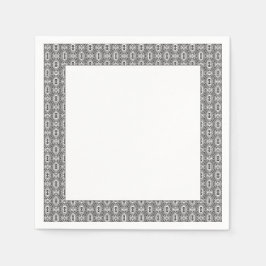 Servilleta De Papel Elegante Floral Sin Costuras Patrón Folk Blanco y 