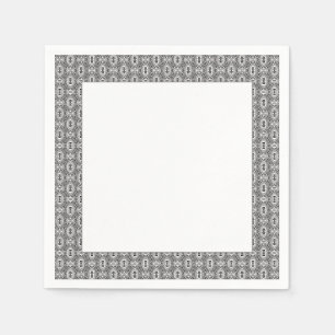 Servilleta De Papel Elegante Floral Sin Costuras Patrón Folk Blanco y