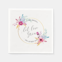 Elegante Floral Sr. y Sra. Boda | Papel Napkin