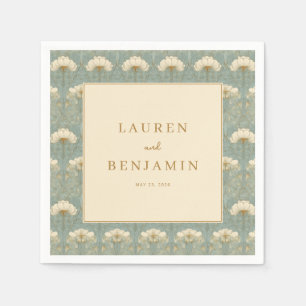 Servilleta De Papel Elegante Floral Vintage Beige