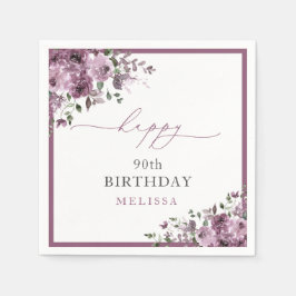 Servilleta De Papel Elegante Flores Púrpura Cualquier Fiesta de Cumple