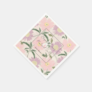 Servilleta De Papel Elegante Flores Rosa Watercolor Boho Floral