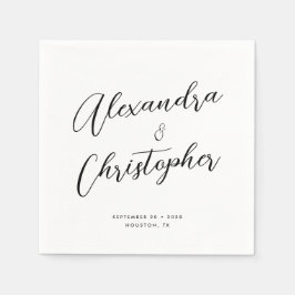 Servilleta De Papel Elegante Flourish Caligraphy Names Boda
